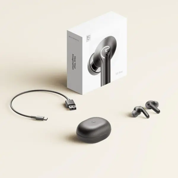 Soundpeats T3 Pro ANC Bluetooth Earbuds in black